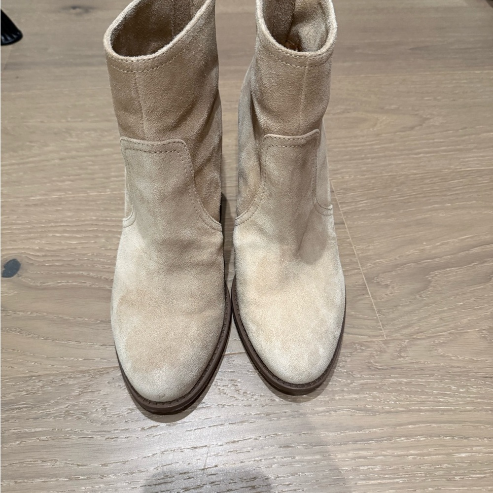 C. Wonder Cream Suede Ankle Boots